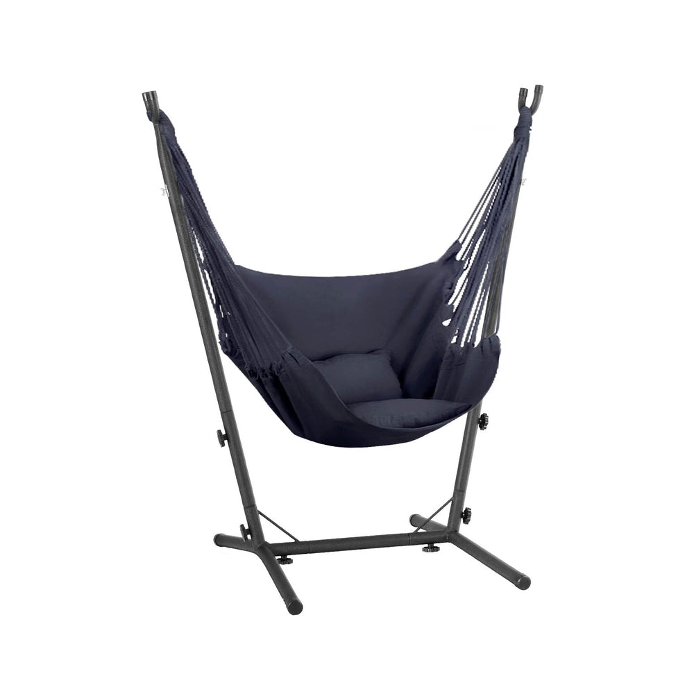 Hammock Chair Outdoor Camping Hanging with Stand Grey