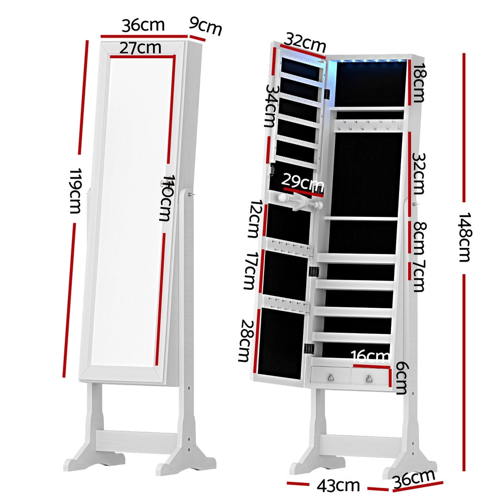 Jewellery Cabinet Mirror Free Standing