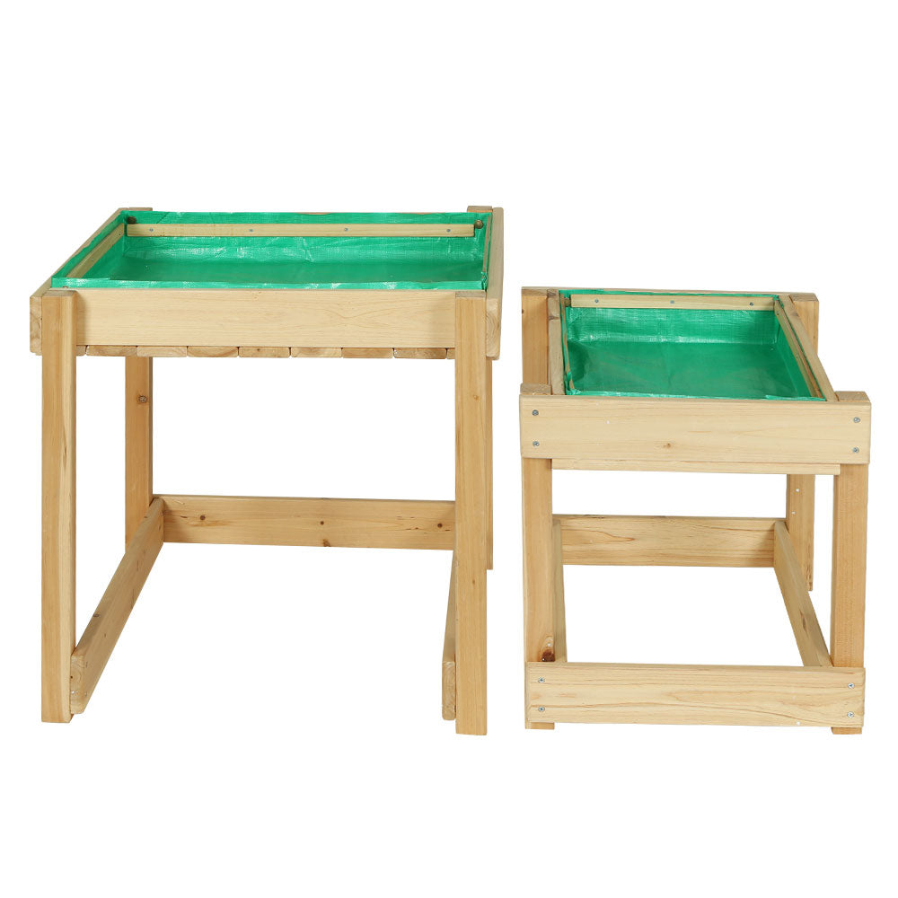 Kids Sandpit Wooden Sandbox Sand Pit Water Table Outdoor Toys 101cm