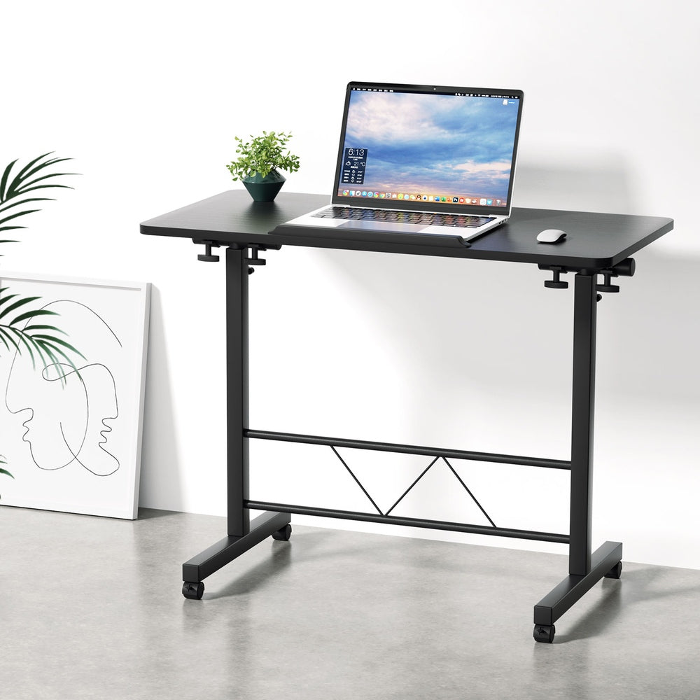 Laptop Desk Table Height Adjustable Wooden Bed Side Tables 80CM Black