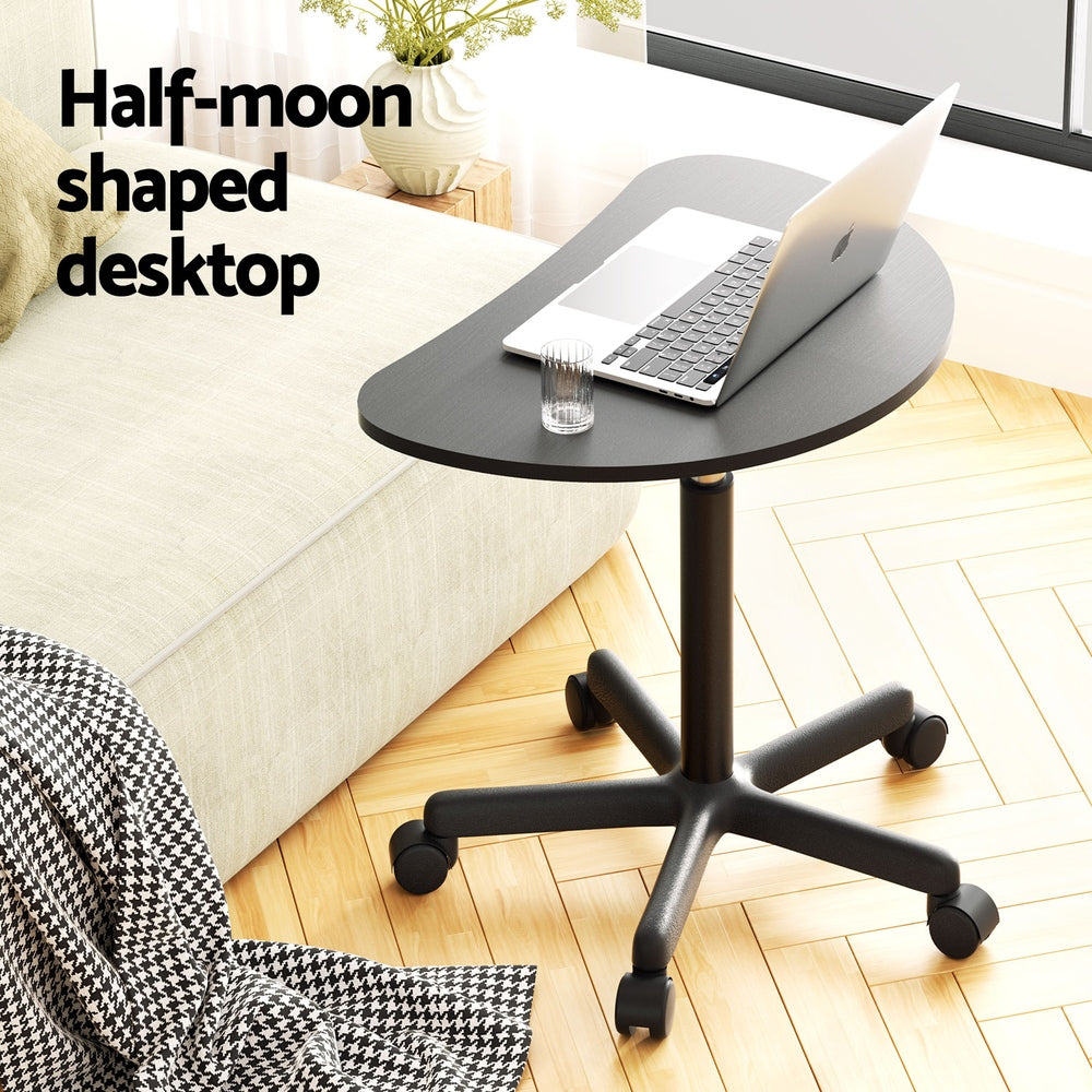 Laptop Desk Portable Height Adjustable Table CWheels 60CM Black