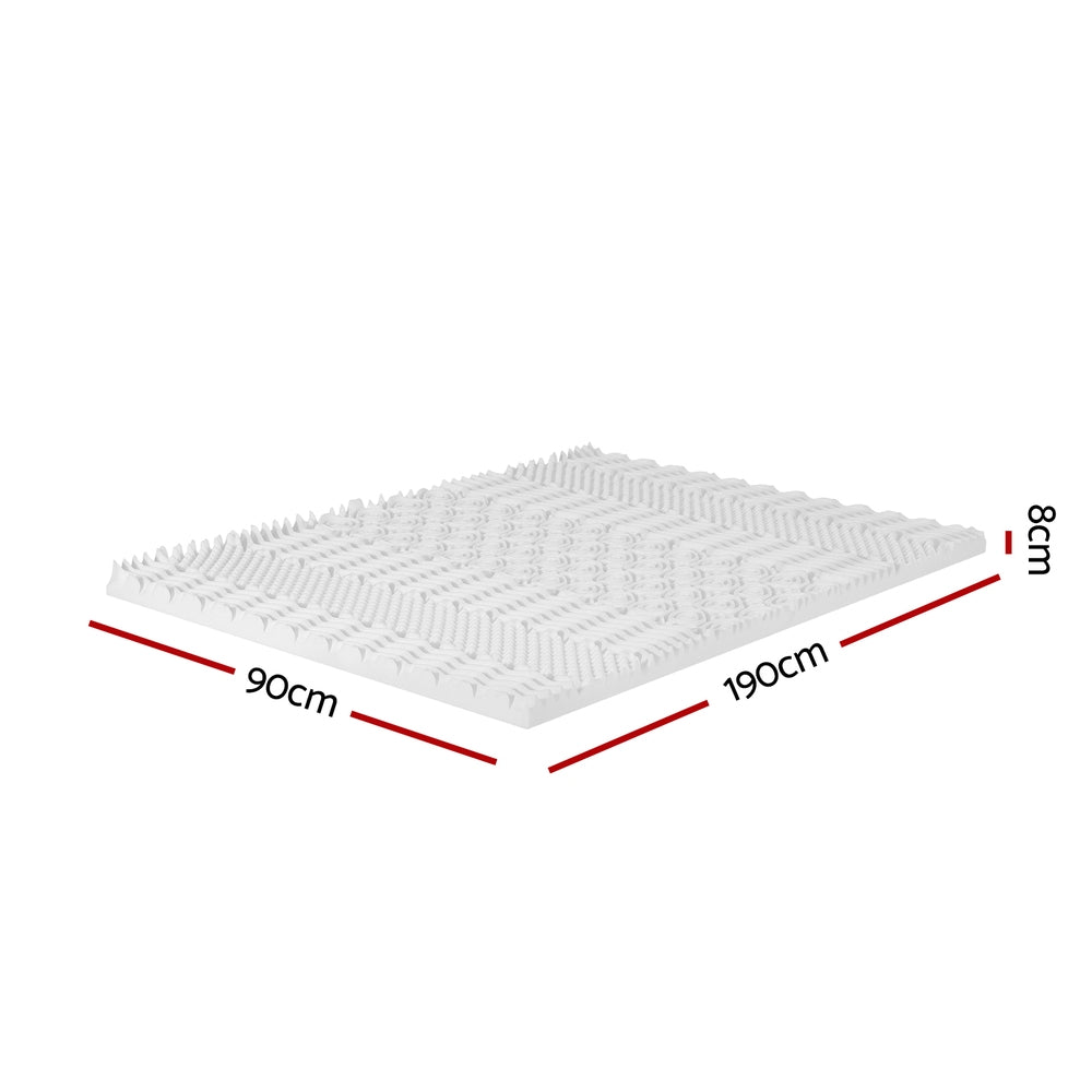 Bedding Memory Foam Mattress Topper 7-Zone Airflow Pad 8cm Single White