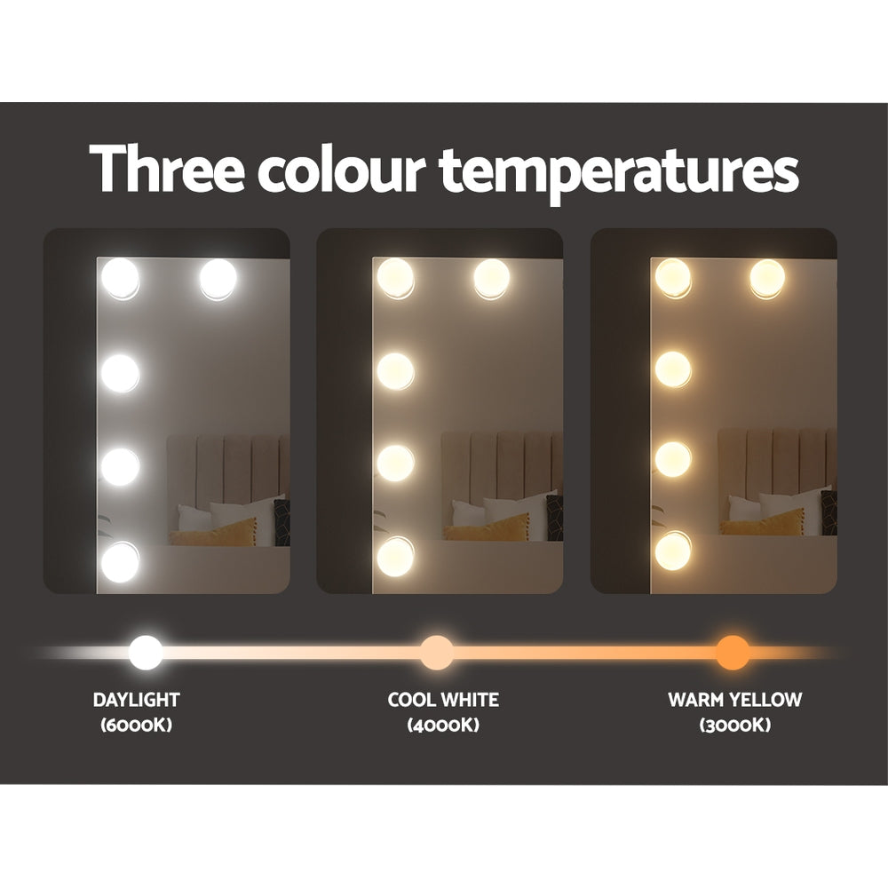 Bluetooth Makeup Mirror 58X46cm Hollywood with Light Dimmable 15 LED