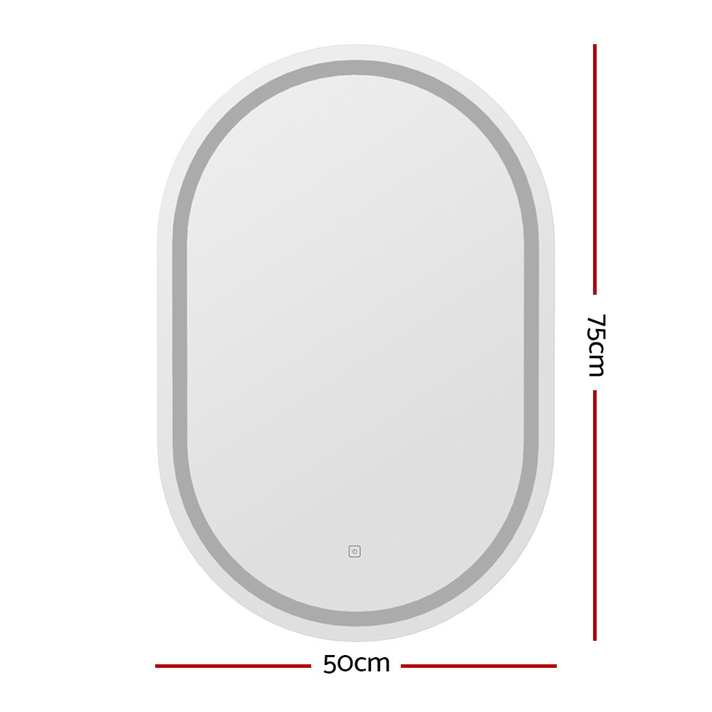 LED Wall Mirror With Light 50X75CM Bathroom Decor Oval Mirrors Vanity