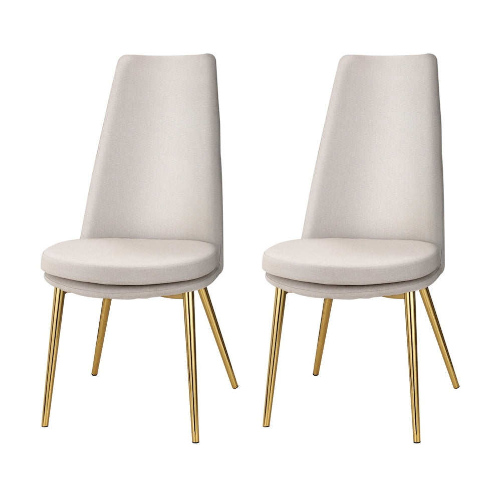 Artiss Dining Chairs Set of 2 Linen Fabric High Back Beige