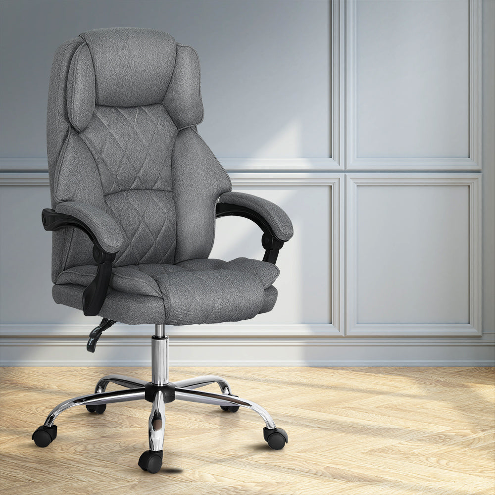 Executive Office Chair Fabric Recliner Grey