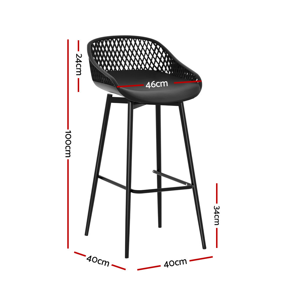 4-Piece Outdoor Bar Stools Plastic Metal Dining Chair Balcony