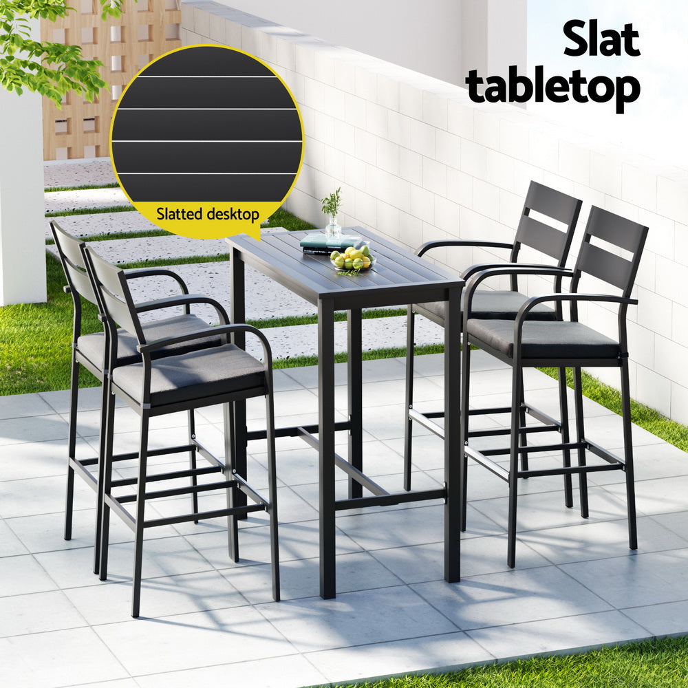 Outdoor Bar Set 5-Piece Patio Dining Chairs Aluminium Table Stools