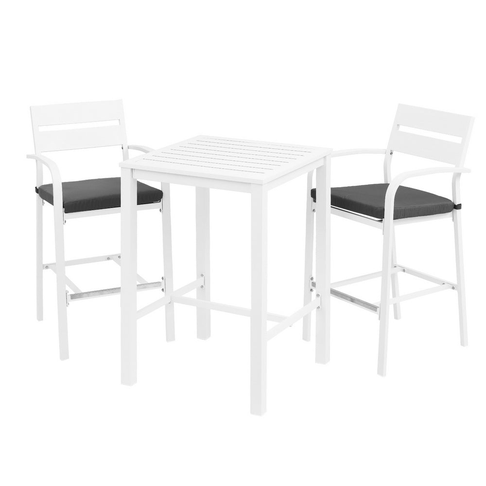 Outdoor Bar Set Stools 3-Piece Dining Chairs Table Patio Aluminium Bistro Set