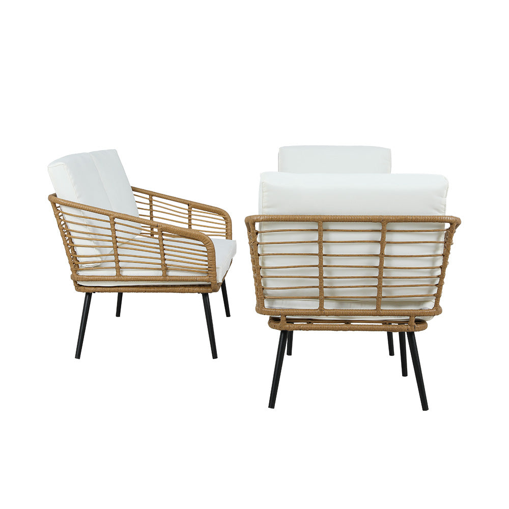 4-Piece Outdoor Sofa Set Rattan Lounge Setting Table Chairs