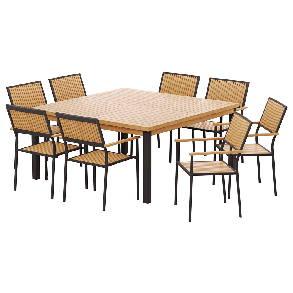 Outdoor Dining Set 9 Piece Wooden Table Chairs Setting