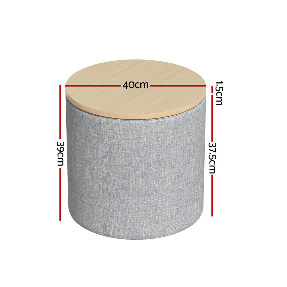 Storage Ottoman Blanket Box 40cm Round Grey