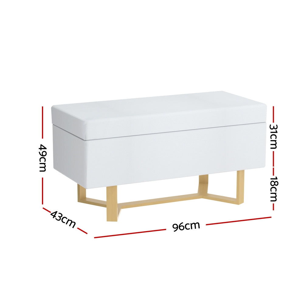 Storage Ottoman Blanket Box Criss-cross White