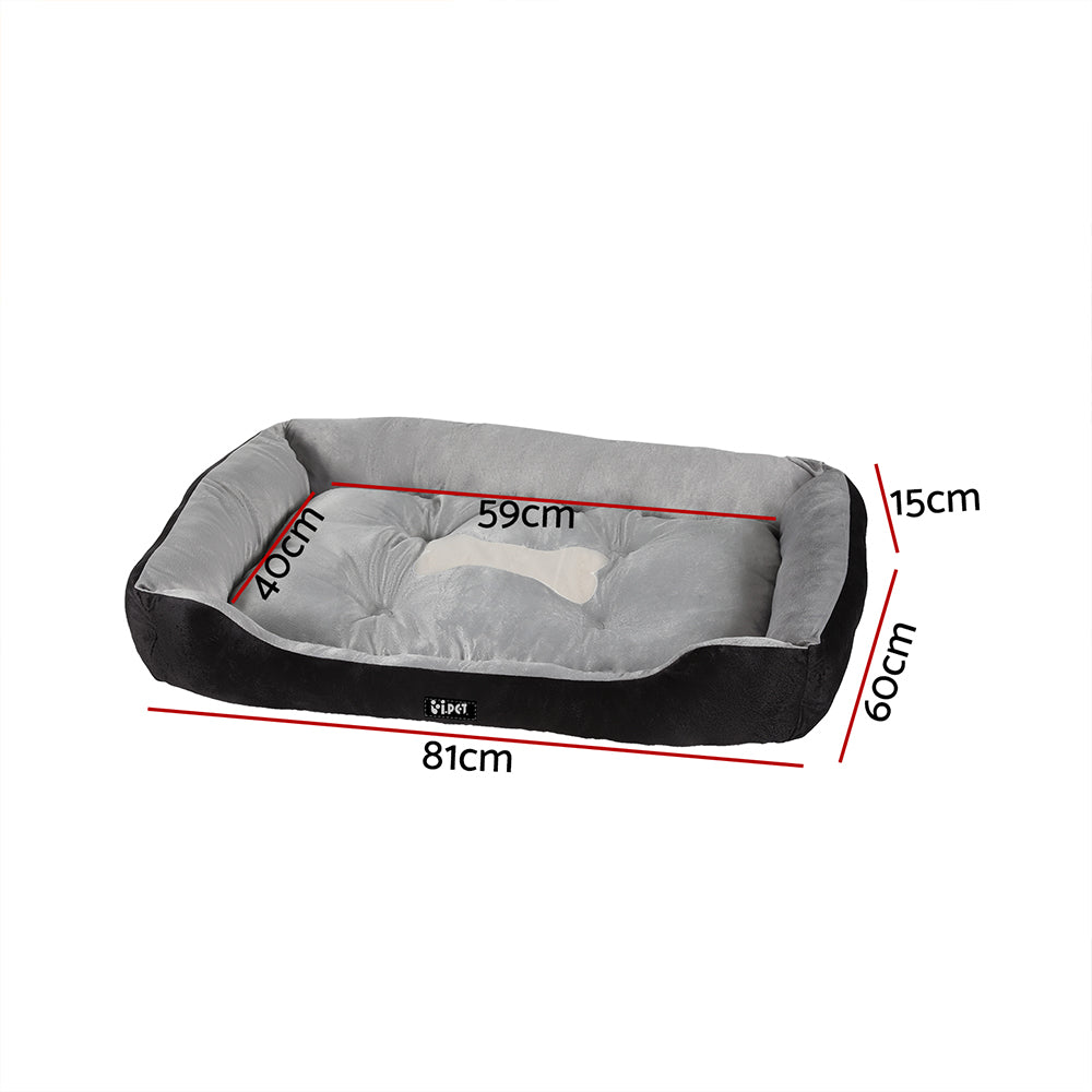 Pet Bed Dog Cat Soft Sleeping Comfy Plush Mat Cave Washable Black