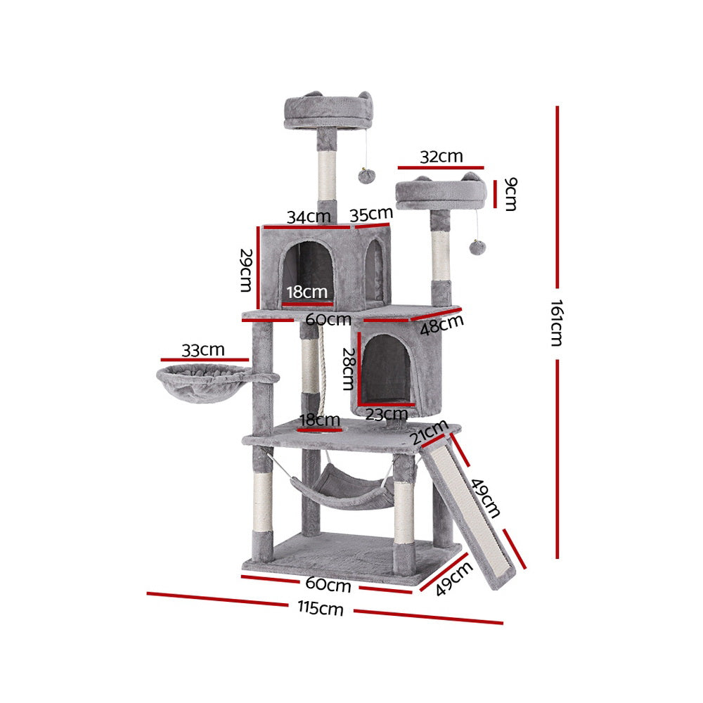 Cat Tree Tower Scratching Post Scratcher 161cm Condo House Trees Grey