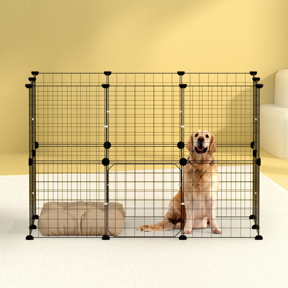 Pet Dog Playpen Enclosure Cage 20 Panel Puppy Fence Play Pen Foldable Metal