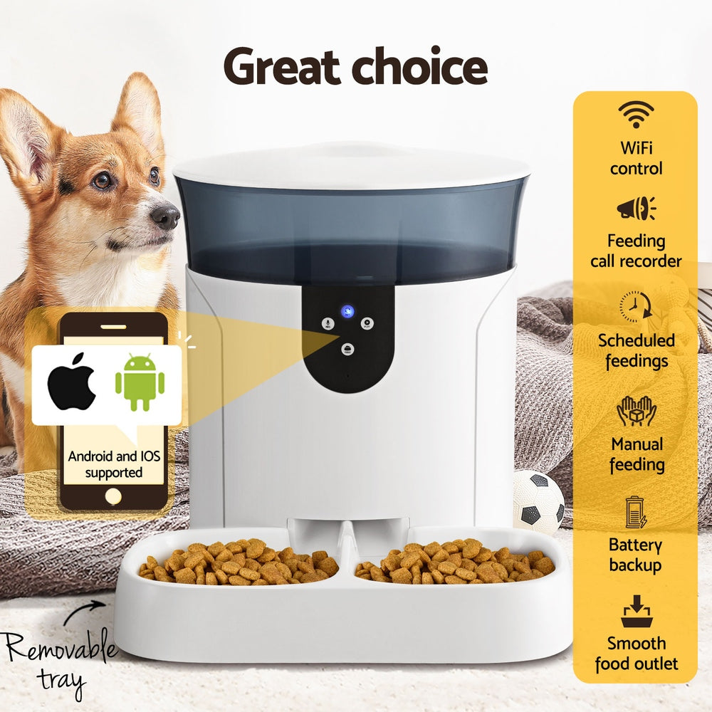 HomeMyGarden Automatic Pet Feeder Dog Cat Wifi 7L Auto Smart Food Dispenser Timer Feed