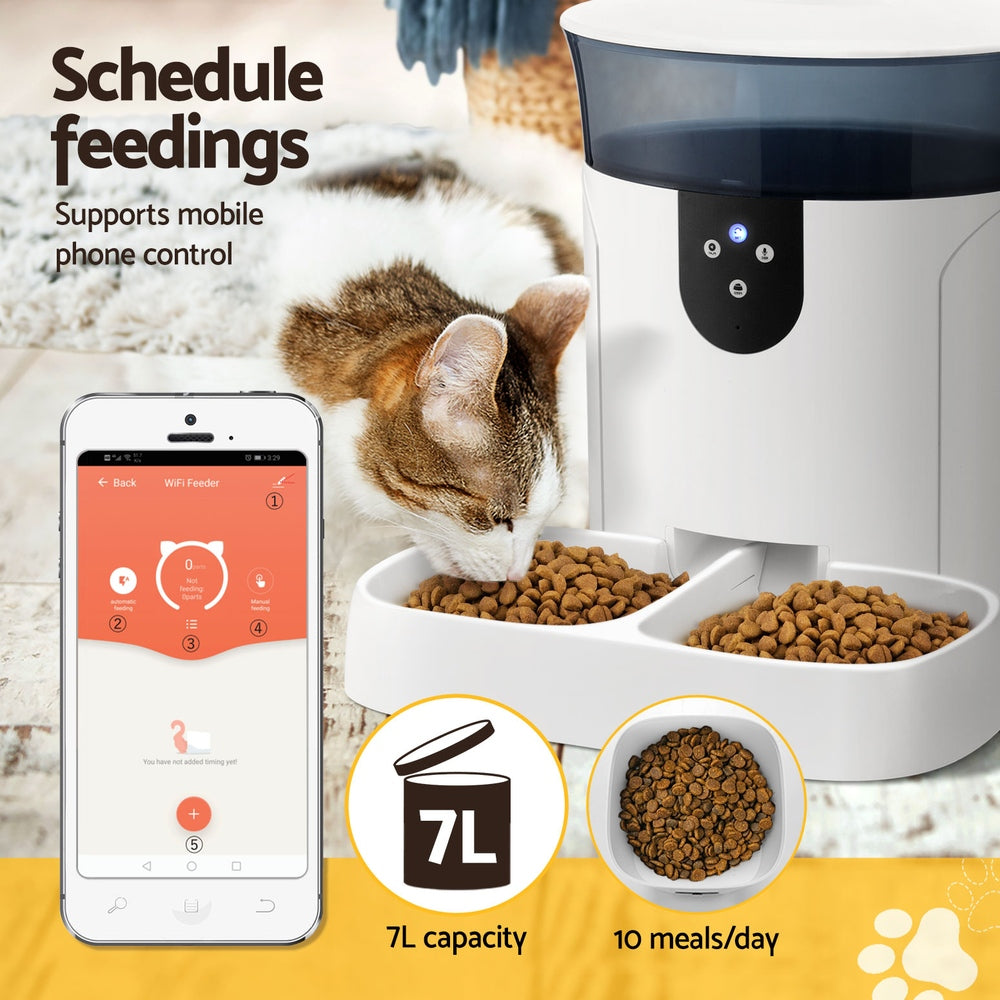 HomeMyGarden Automatic Pet Feeder Dog Cat Wifi 7L Auto Smart Food Dispenser Timer Feed