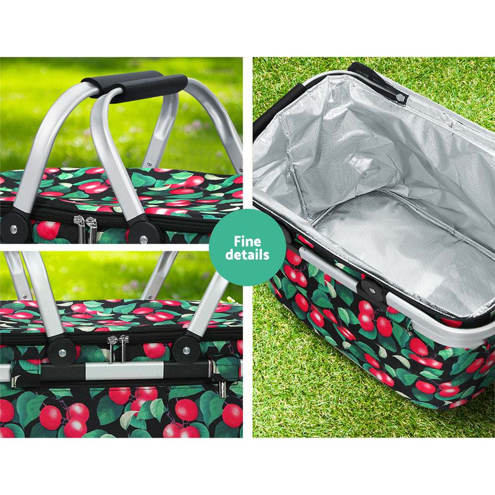 Alfresco Picnic Basket Folding Bag Hamper Insulated Storage Food Cover