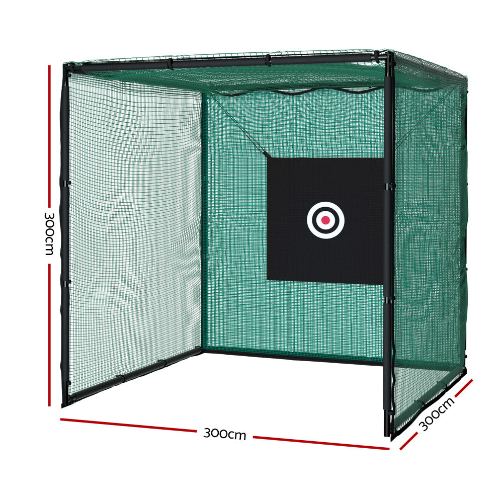 3m Golf Practice Net Hitting Cage with Steel Frame Baseball Training