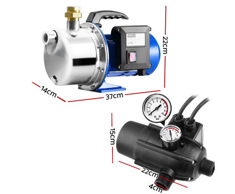 Garden Water Jet Pump High Pressure 1100W Tank Rain Farm Irrigation Black