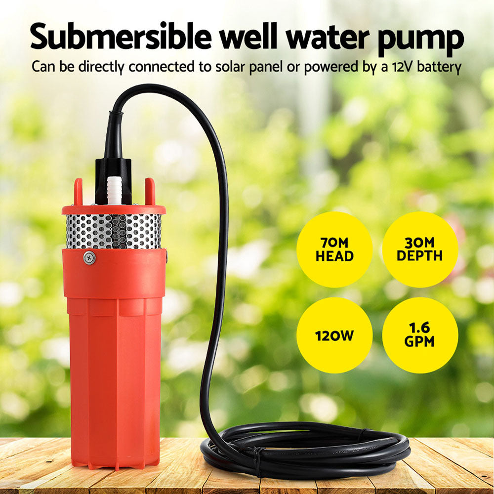 Submersible Solar Water Pump 24V 70M Head Deep Well Bore Self-priming