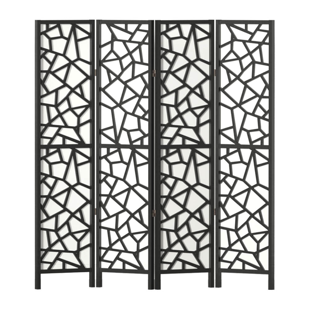 4 Panel Room Divider Screen 162x170cm Clover Black