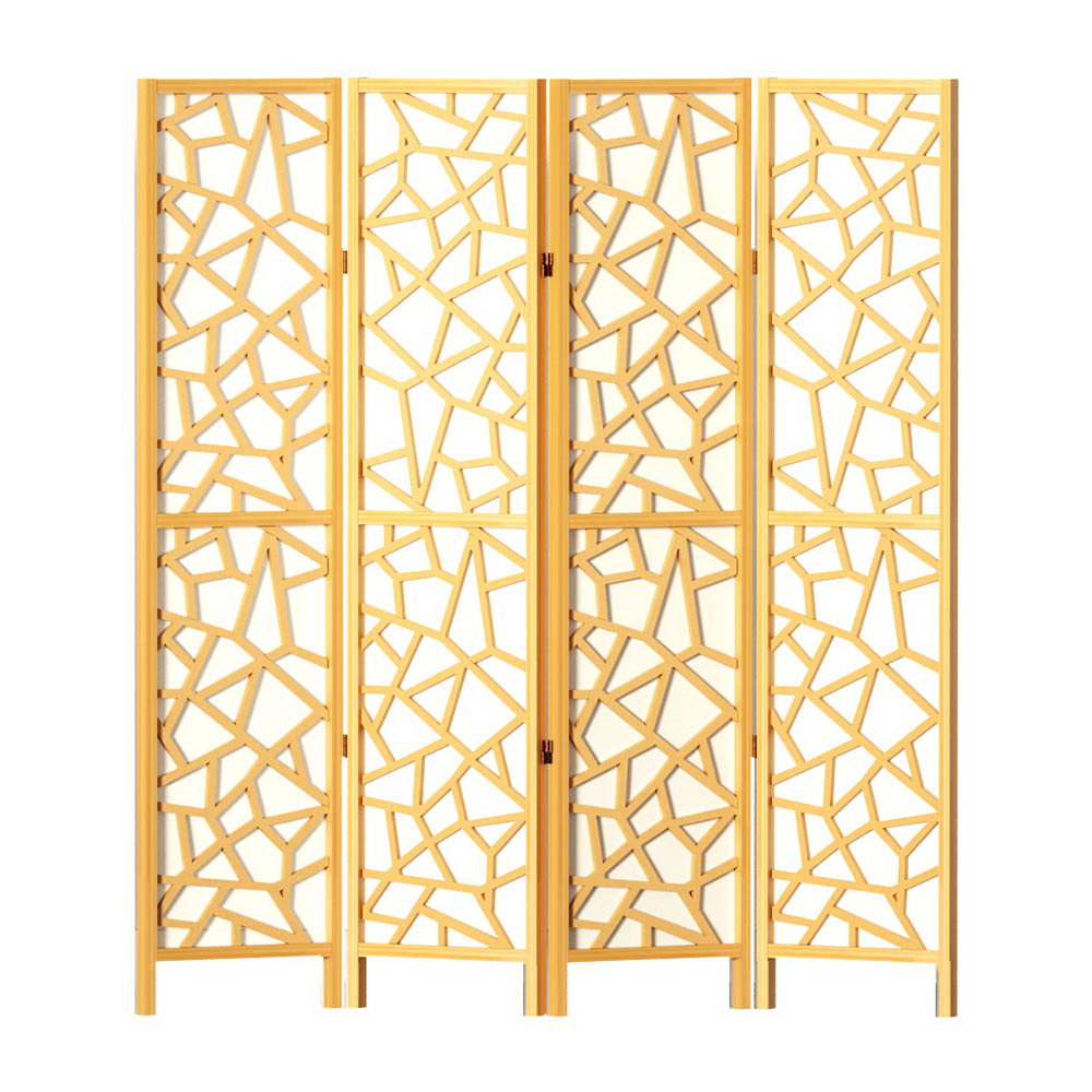 4 Panel Room Divider Screen 162x170cm Clover Natural