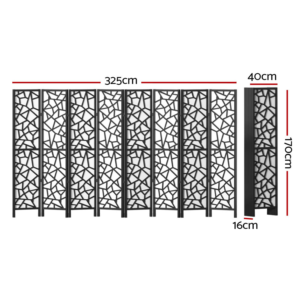 Room Divider Screen 8 Panel 325x170cm Clover - Black