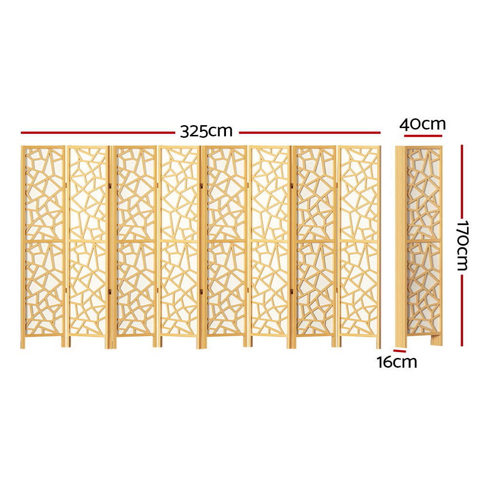 8 Panel Room Divider Screen 325x170cm Clover Natural