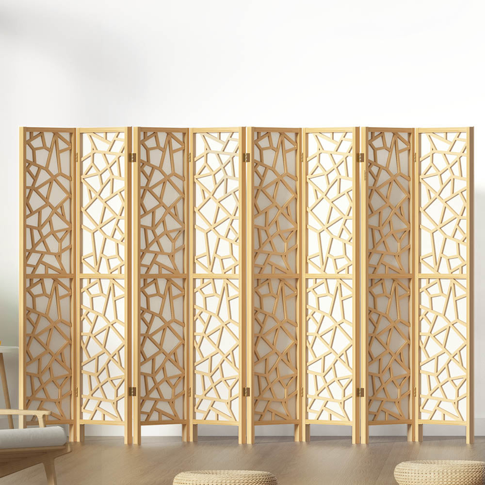 8 Panel Room Divider Screen 325x170cm Clover Natural