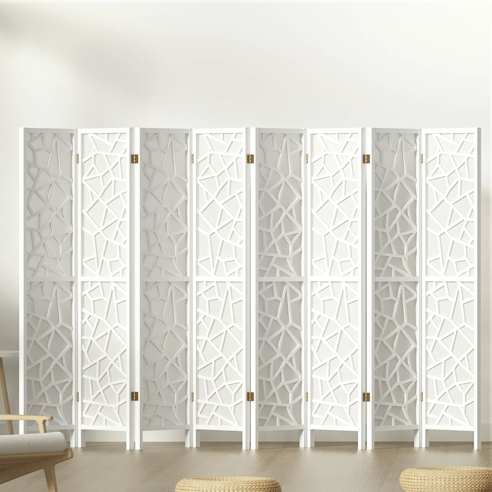 8 Panel Room Divider Screen 325x170cm Clover White