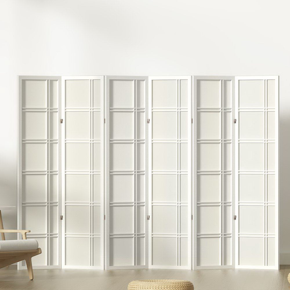 6 Panel Room Divider Screen 265x179cm Nova White