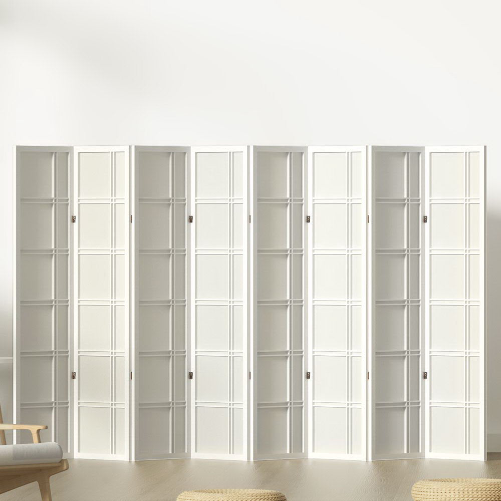 8 Panel Room Divider Screen 353x179cm Nova White