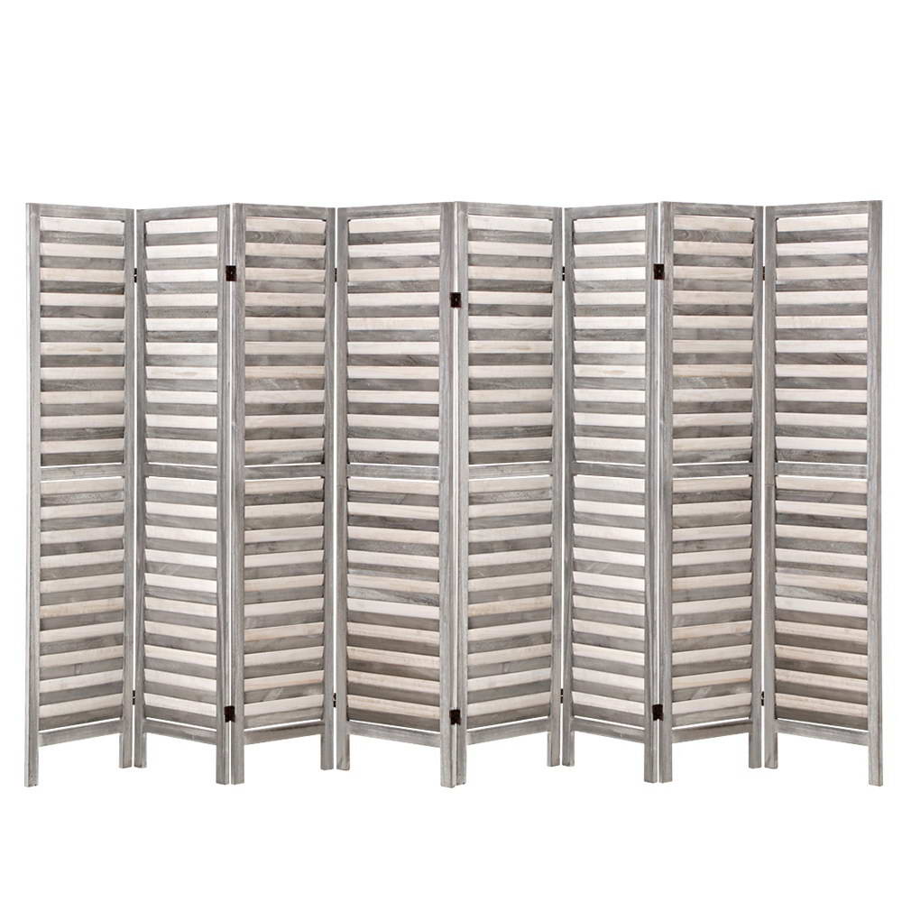 Artiss 8 Panel Room Divider Screen 326x170cm Louver Grey