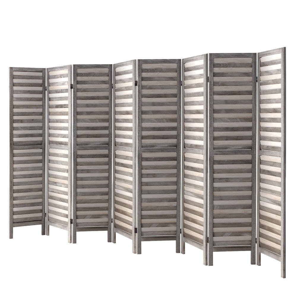 Room Divider Screen 8-Panel 326x170cm Louver - Grey