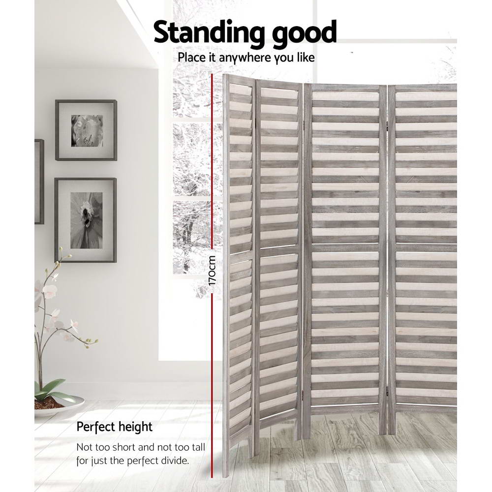 Room Divider Screen 8-Panel 326x170cm Louver - Grey