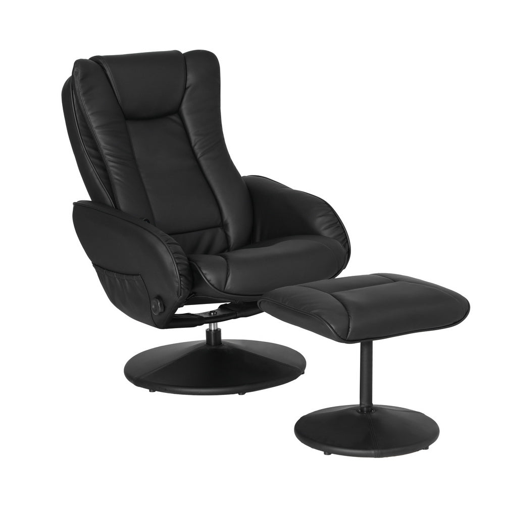 Recliner Chair Ottoman Heated Massage Black