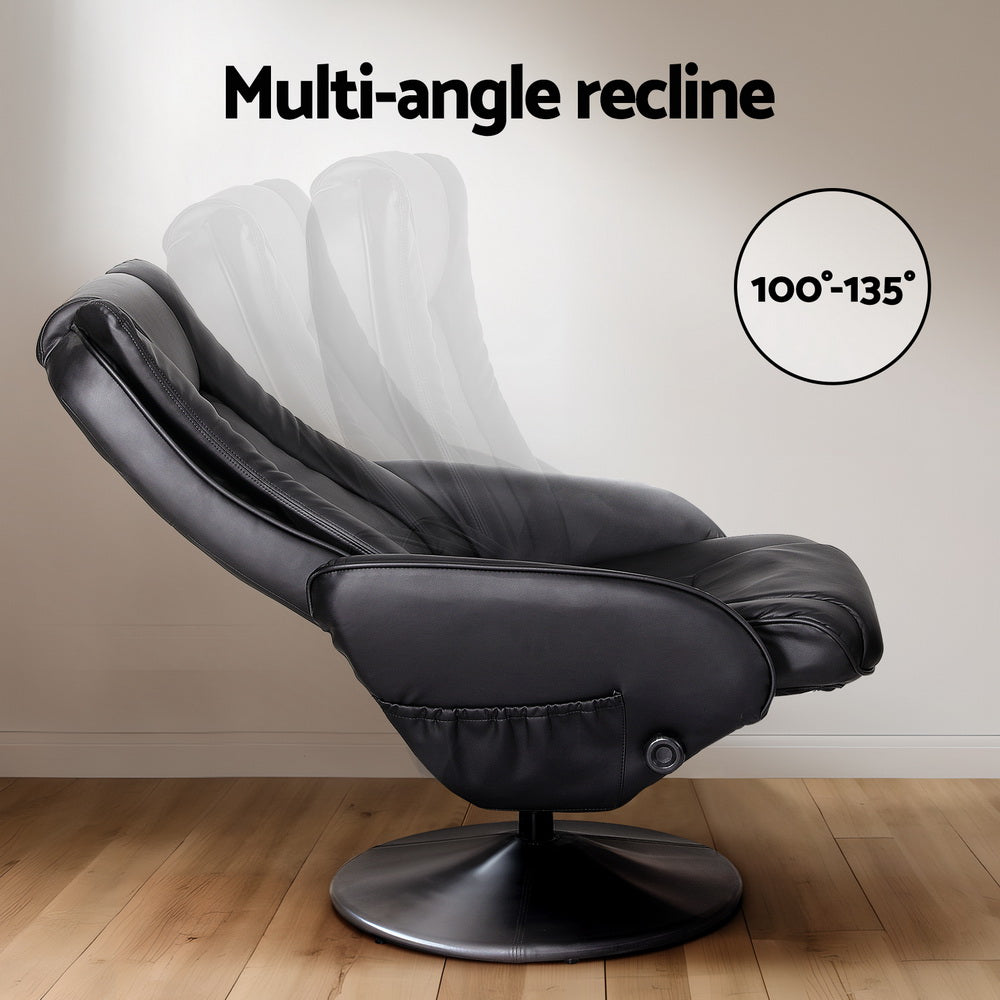 Recliner Chair Ottoman Heated Massage Black