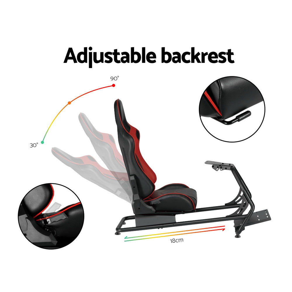 Racing Simulator Cockpit Steering Wheel Adjustable Gaming Chair PVC Seat