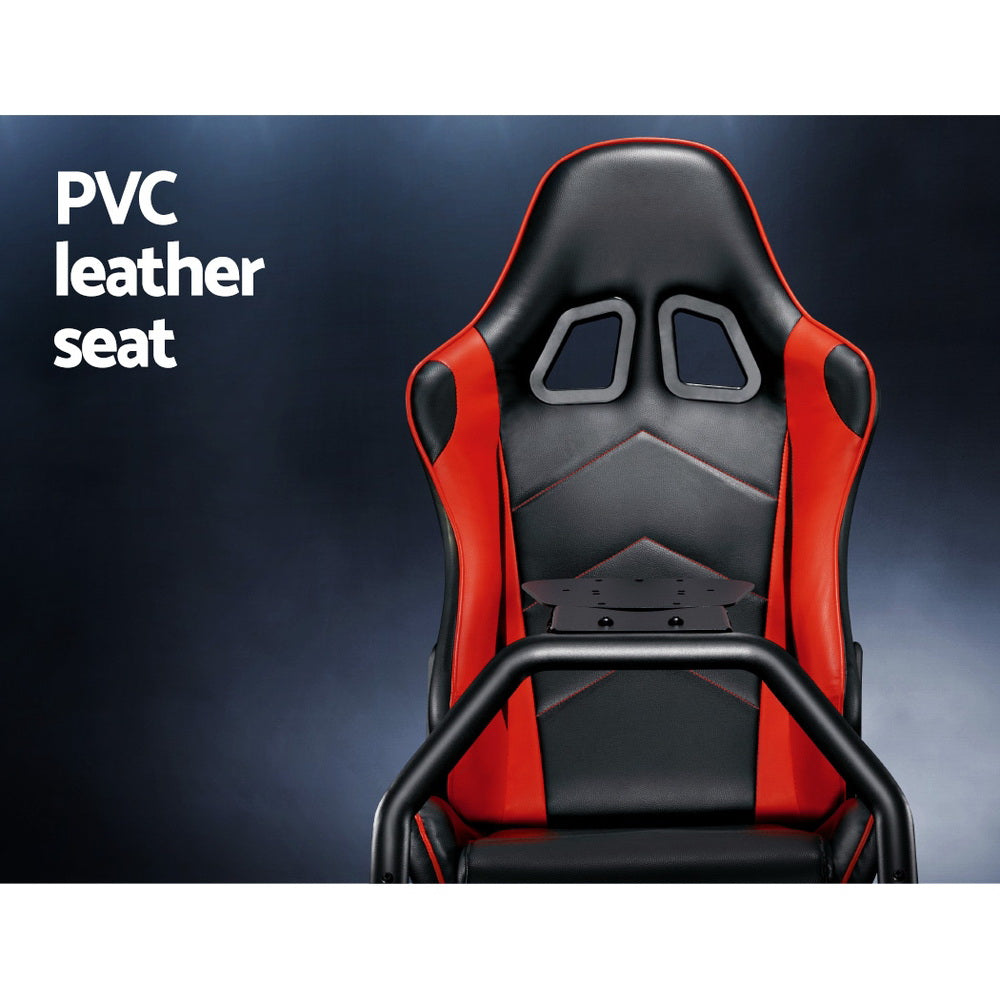 Racing Simulator Cockpit Steering Wheel Adjustable Gaming Chair PVC Seat