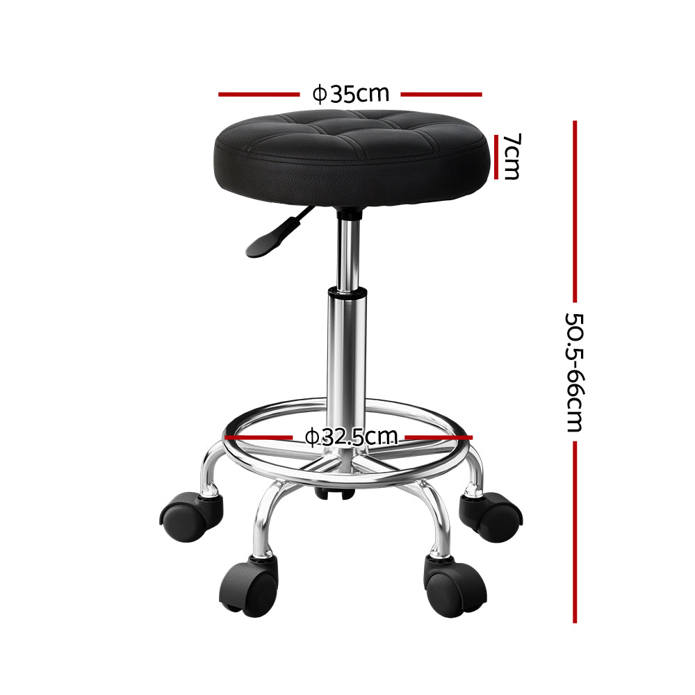 Salon Stool Swivel Height Adjustable Round Barber Spa Chair PU Black