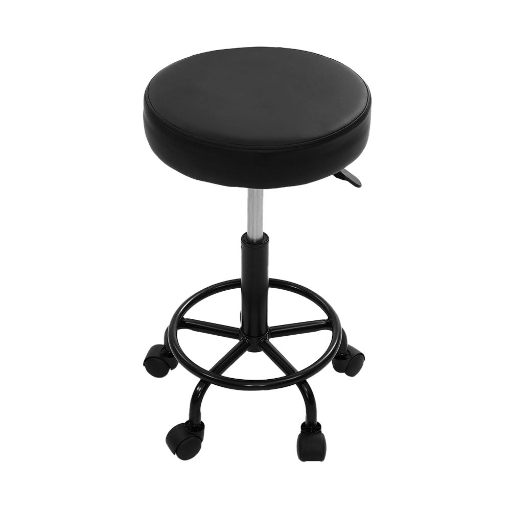 2X Salon Stool Swivel Round Barber Hair Bar Stools Hydraulic Lift Black