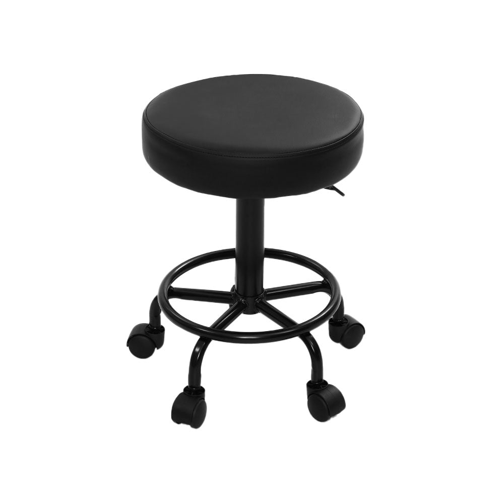 2X Salon Stool Swivel Round Barber Hair Bar Stools Hydraulic Lift Black