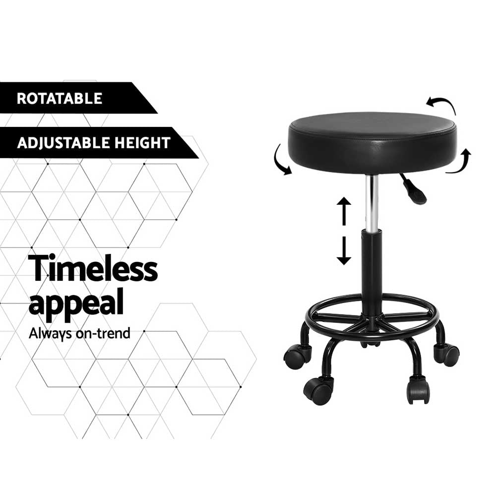 2X Salon Stool Swivel Round Barber Hair Bar Stools Hydraulic Lift Black