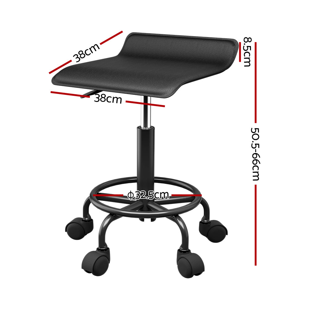 Salon Stool Swivel Height Adjustable Square Barber Spa Chair PU Black