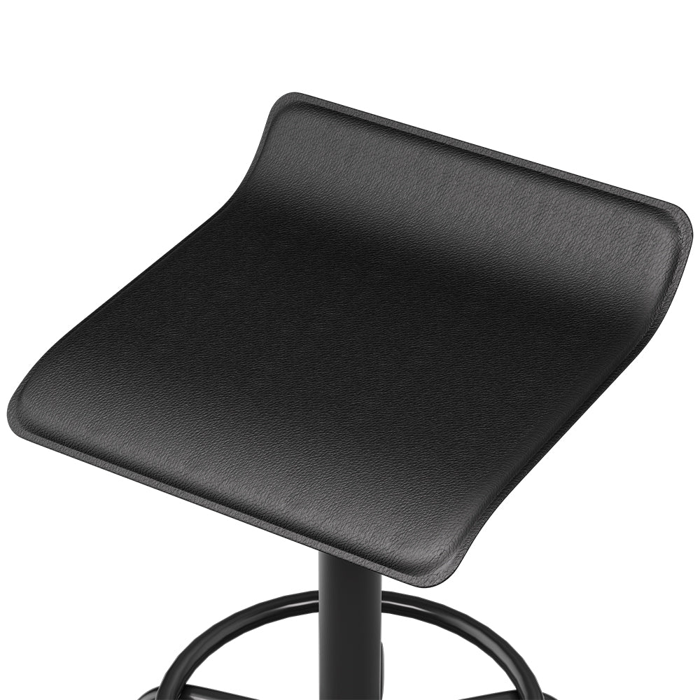 Salon Stool Swivel Height Adjustable Square Barber Spa Chair PU Black