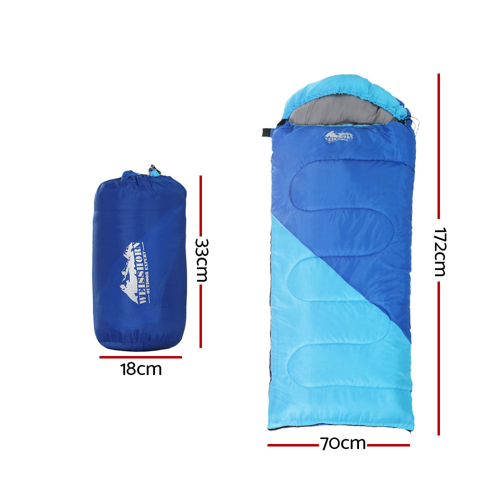 Sleeping Bag Kids Single 172cm Thermal Camping Hiking Blue