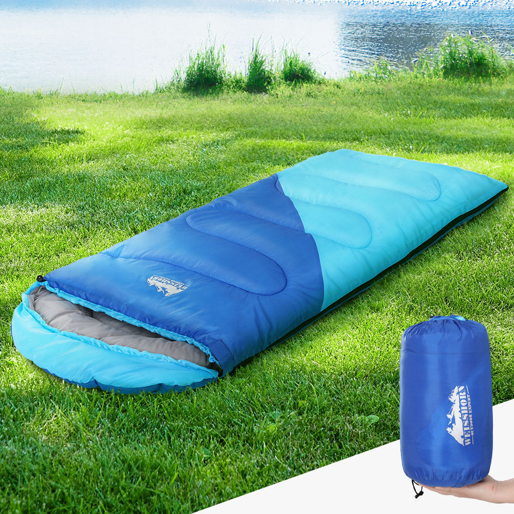 Sleeping Bag Kids Single 172cm Thermal Camping Hiking Blue