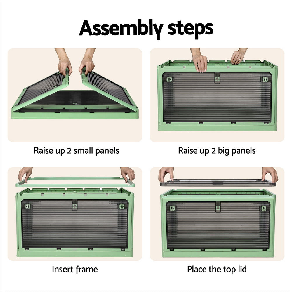 Storage Container Foldable Stackable Large 5 Sides Open Transparent 140L